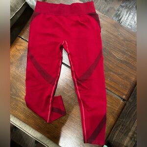 Red Leggings with Black Flattering Accents